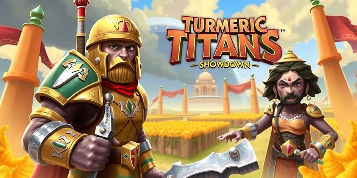 Turmeric Titans Showdown Official Cover Art Turmeric Titans Showdown game cover featuring Indian warriors with turmeric-themed armor and battlefield with turmeric fields